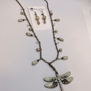 Dragonfly Pendant Necklace & Earrings